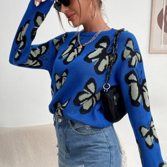 COPY - FLY AWAY Butterfly Print Long Sleeved Sweater top - Picture 4 of 7